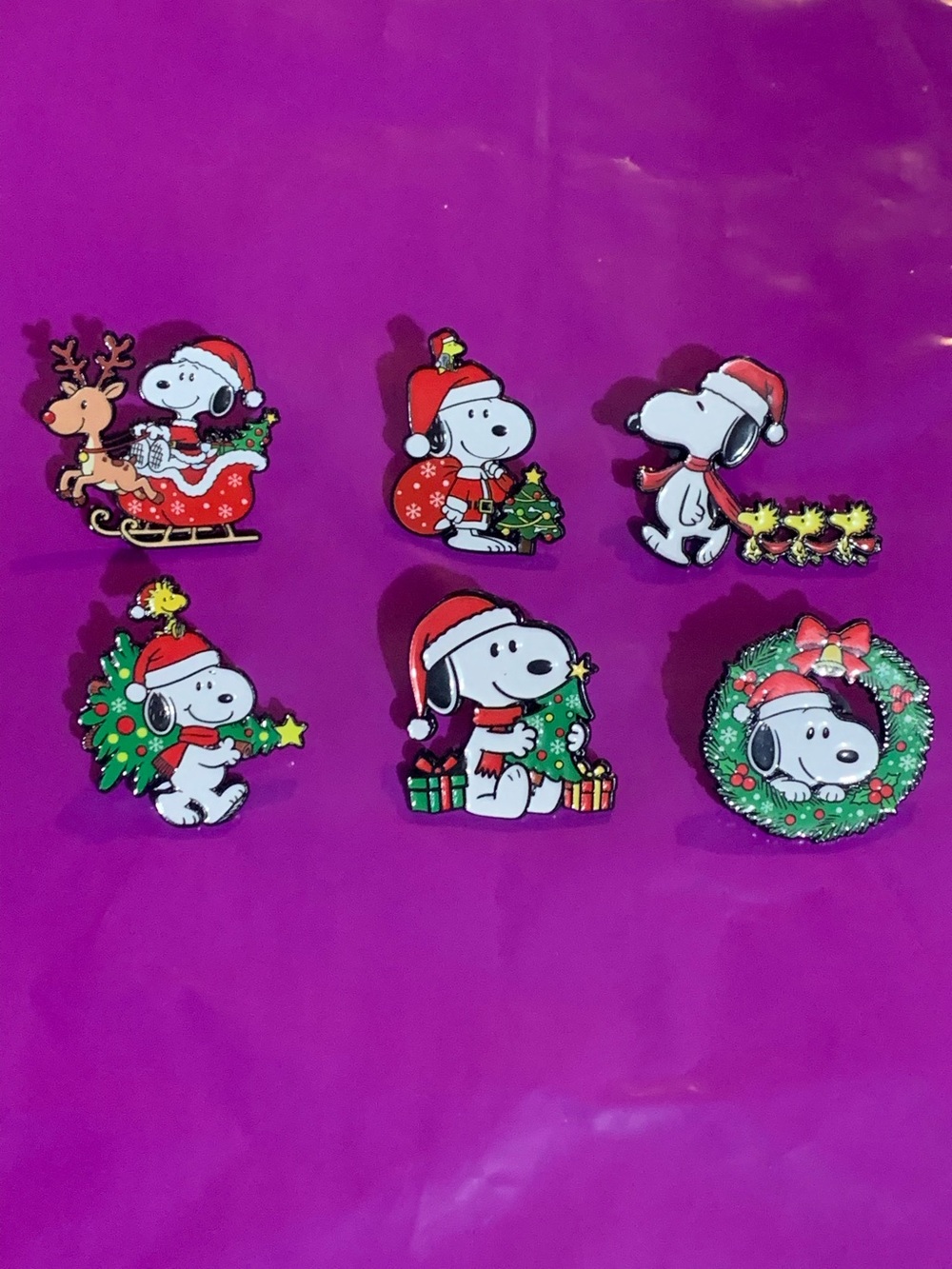 Holiday Snoopy & Woodstock Enamel Pin Set - Red, Green, White
